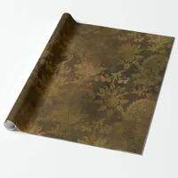 Vintage Bronze Gold Damask Wrapping Paper