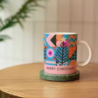 Modern Abstract Geometric Pinks Blues Christmas Coffee Mug