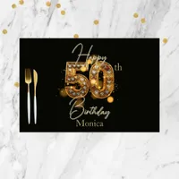 Luxurious Black and Gold 50th Birthday Placemat