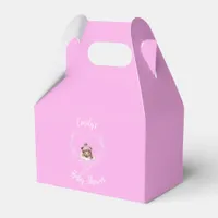 Snow Excited Pink Teddy Bear Baby Shower Favor Boxes