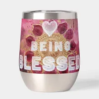 *~* AP2 Being Blessed Mandala  Thermal Wine Tumbler