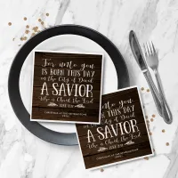 Rustic Wood Christmas Verse Typography Napkins