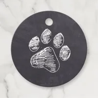 Chalkboard - Puppy Pawty - Dog Birthday Paw Print Favor Tags