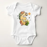 Dino Alphabet for Babies with Name Starting with E Baby Bodysuit