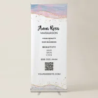 *~* QR BLUE Agate Glitter Beauty Girly Spa  Pink  Retractable Banner