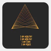 Positivity Mantra Gold Sacred Geometry Square Stic Square Sticker