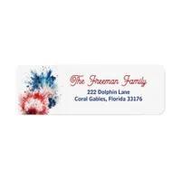 Patriotic Fireworks 4th of July Return Address  Label