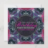 Purple Pink Fabulous 40 Event Party Invitation