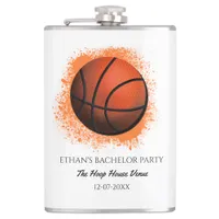 White Orange Basketball themed party weekend Flask