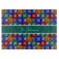 Stained Glass Abstract Red Green Blue Orange Cutting Board