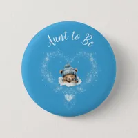 Snow Excited Blue Teddy Bear Baby Shower Button