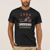 Any Age Vintage Classic Motorcycle Biker Birthday T-Shirt