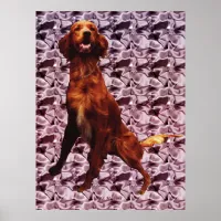 Irish Setter with Lavendar Flower Pattern Poster