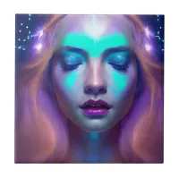 Glowing Goddess of Light Digital Fantasy Art 005 Ceramic Tile