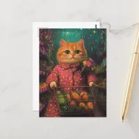 Grocery Shopping Adorable Ginger Cat  Postcard