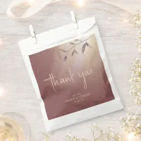 Shadow Leaf Wedding Thank You Copper Rose ID947  Favor Bag