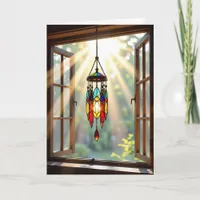 Stained Glass Dreamcatcher in Window | Birthday Card