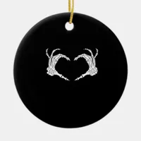 Skeleton Heart Hands Classic Ceramic Ornament