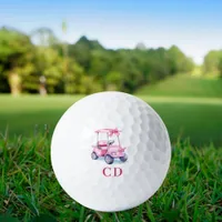 Pink cart monogram initials golf balls