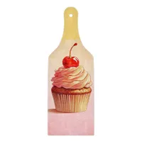Yellow Pink Vintage Cherry Cupcake  Cutting Board