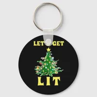 Let's Get Lit Funny Christmas Drinking Classic Keychain