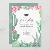 Watercolor Succulents Graduation Party Invitation