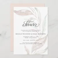 SHOWER | Wisp of Color Pale Coral Foliage Invitation