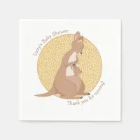 Kangaroo Baby Shower Neutral Yellow and Tan Napkins