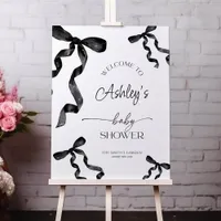 Baby Shower Black Bow Welcome Sign