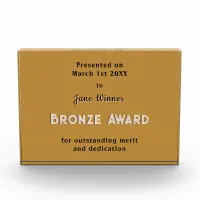 Bronze Achievement Merit Template Customizable Acrylic Award