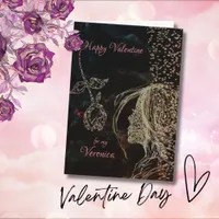 Black with Pink text  Valentine's Day Card