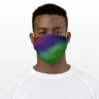 Diag Rainbow Gradient Floral Pattern Blue Green Adult Cloth Face Mask