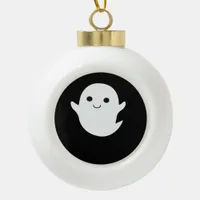Cute Little Boo Fitted Ceramic Ball Christmas Ornament