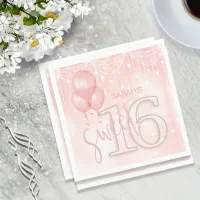 String Lights & Balloons Sweet 16 Rose Gold ID473 Napkins