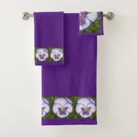 Pansy Dark Purple Bath Towel Set