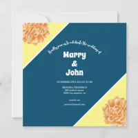 Blue navy Floral Elegant autumn wedding Invitation