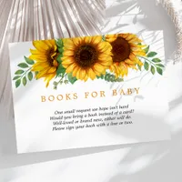 Floral Sunflower Rustic Baby Shower Books For Baby Enclosure Card