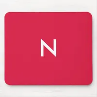 Modern Crimson Red Minimalist Monogram Initial Mouse Pad