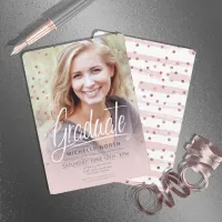 Brush Strokes & Confetti Rose Gold ID511 Invitation