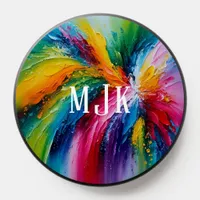 Colorful Modern Abstract Art Personalized Monogram PopSocket