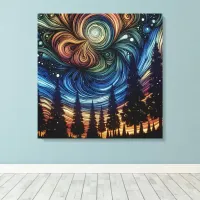 Mystical Ethereal Art with Trees and Night Sky  Canvas Print