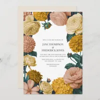 Honey Amber, Caramel Rose & Soft Marzipan Wedding Invitation