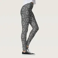 Black, White and Grey Modern Intricate Design on Leggings