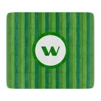 Rustic Green Monogram & Stripes Cutting Board