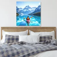  Kayaking in Mountains  Beautiful Nature Canvas Print