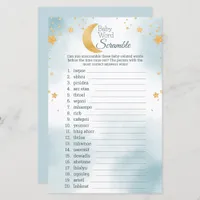 Cute Over the Moon Baby Shower Word Scramble Game