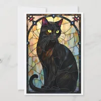 Stained Glass Style Handsome Black Cat Card