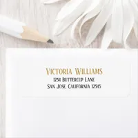 Minimal Black Gold Wedding Return Address Label