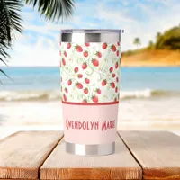 Strawberry Blossoms and Berries Watercolor Style Insulated Tumbler