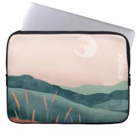 Boho Landscape Abstract Mountains With Name Laptop Sleeve